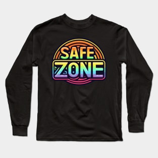 Retro LGBTQ Safe zone Rainbow Long Sleeve T-Shirt